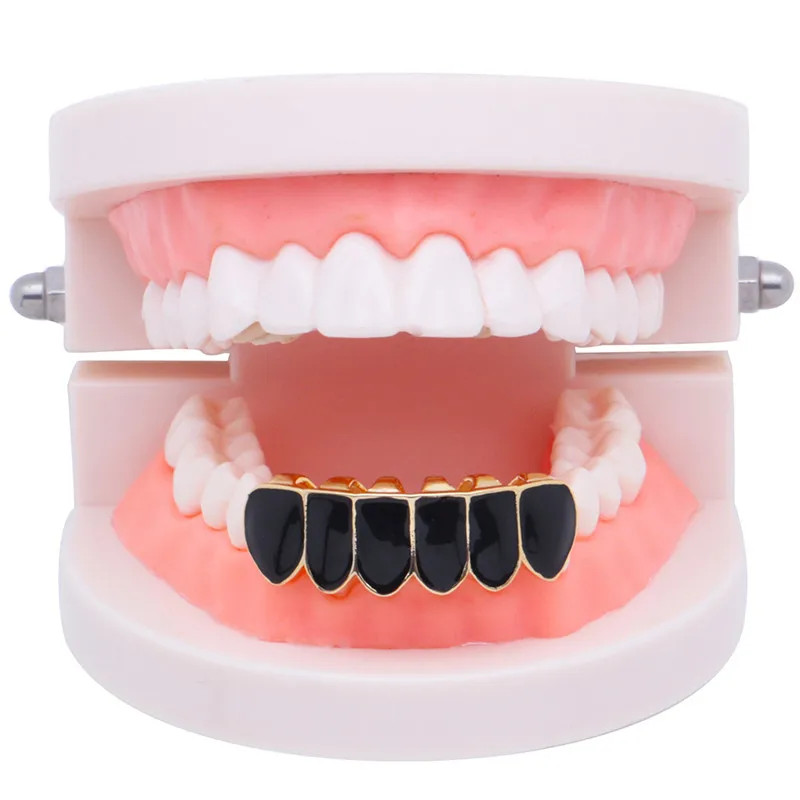 Хип-хоп ЗУБЫ Grillz Мода черный верх и низ зуб набор для мужчин и женщин Подарки рэп рок зуб Grillz ювелирные изделия