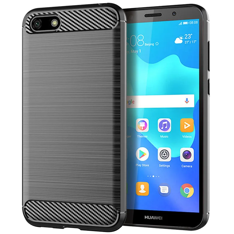 Carbon Case For Huawei Y5 Pro 2018 Cover Silicone Bumper Soft Huaiwe Prime Phone Armor Shell |