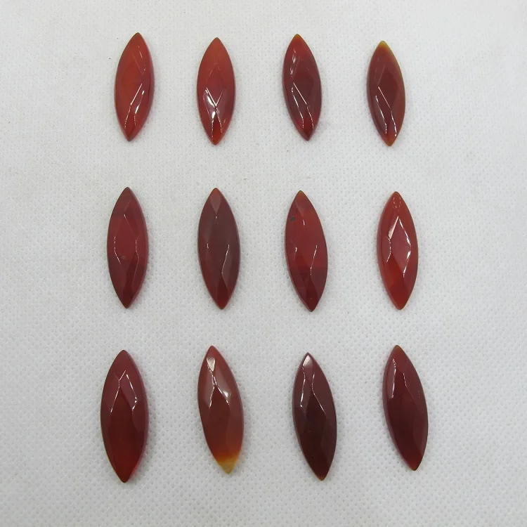 

Wholesale Red Agate Carnelian Bead Cabochon 10x30mm Faceted Marquise Gem stone Cab Pendant ,Jewelry Cabochon Ring Face 5ps/lot