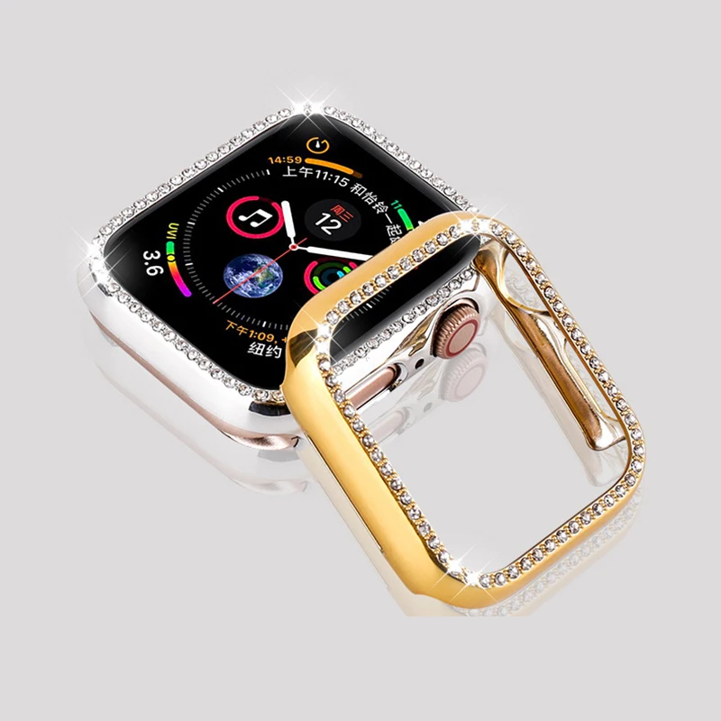 Металлический Алмазный защитный чехол для apple watch, защитный экран серии 4, 3, 2, 1, чехол 38 мм, 42 мм, 40 мм, 44 мм, iwatch, чехол для женщин