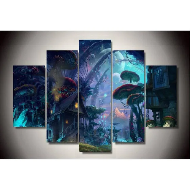 Новый 5 шт./компл. холст Арт Картины HD Красивая Лесная сказка Рождественские