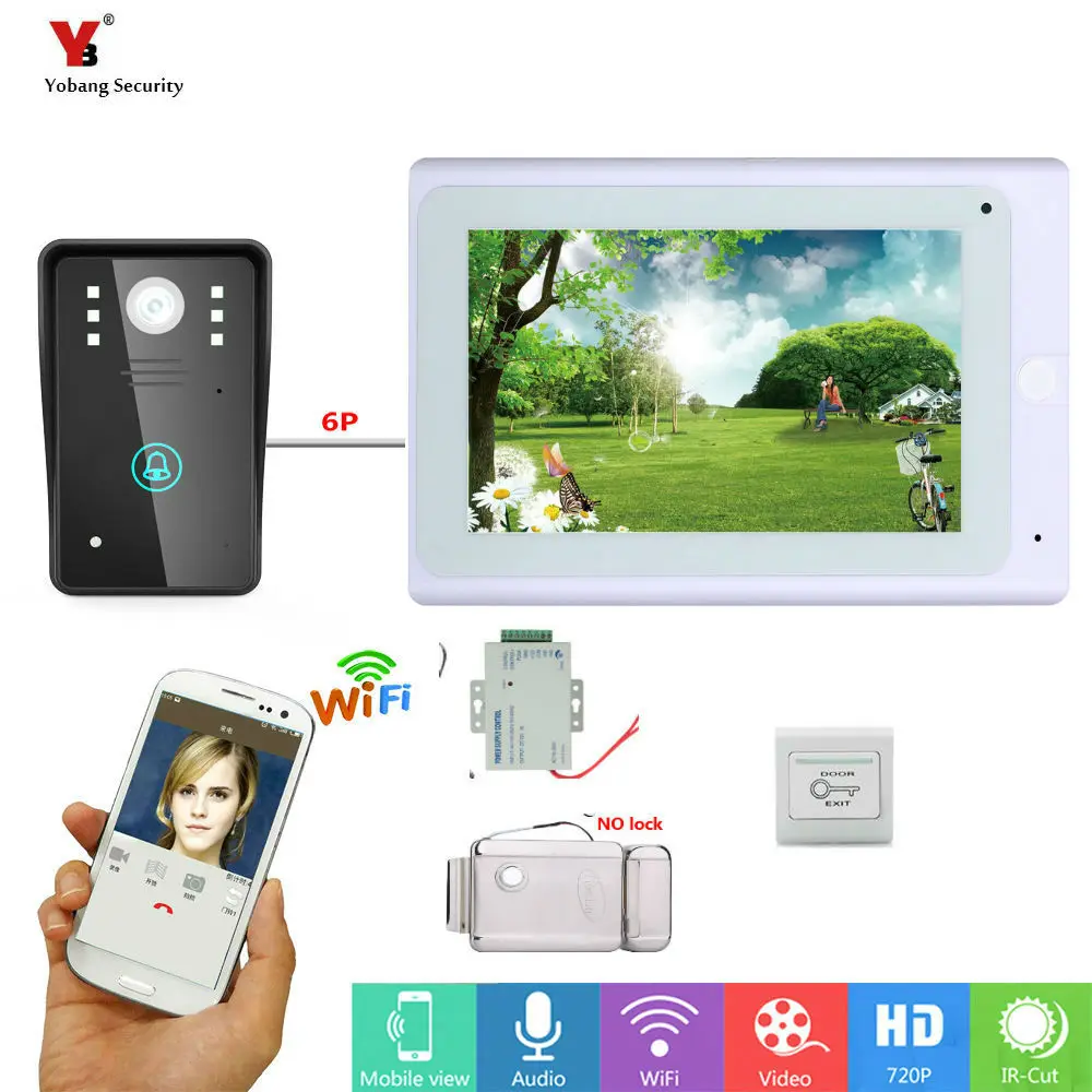 705WA11B5 Yobang безопасности " HD видео дверной звонок wifi код ID карты разблокировка домофон комплекты+ кнопка выхода Электрический/NC/магнитный дверной замок опция - Цвет: 705WA11B5