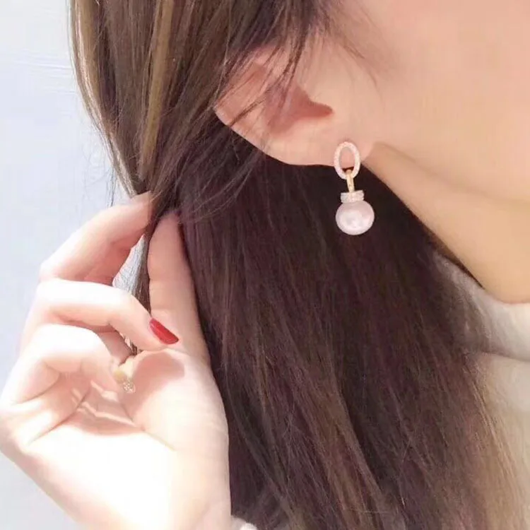 Серьги-подвески женские из серебра 925 пробы с жемчугом