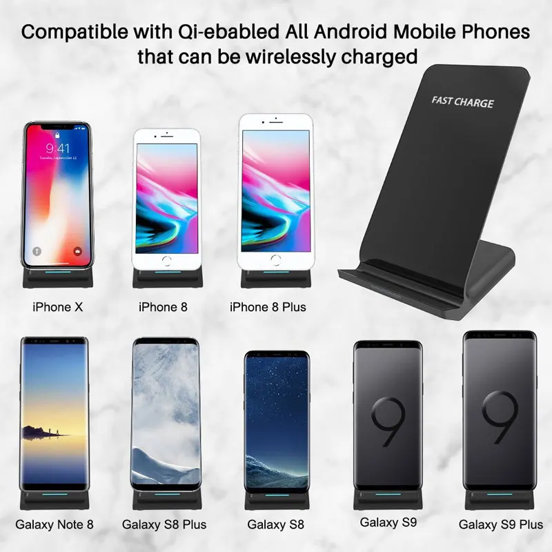10 Вт Qi Беспроводное зарядное устройство Держатель для Samsung S9 S8 S7 Note 9 8 Быстрая