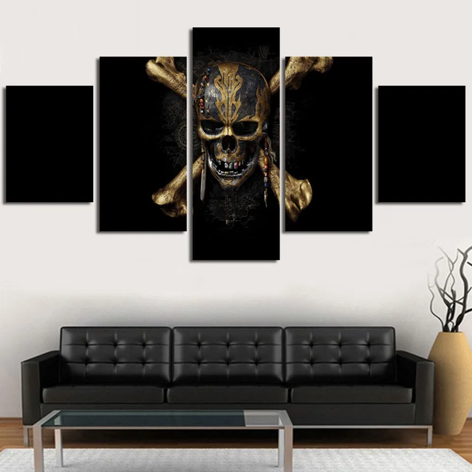 Модульная картина Гостиная HD Печатный холст 5 шт. психоделический череп Home Decor