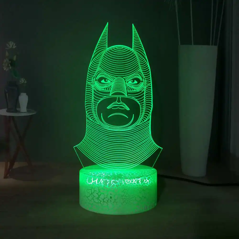 3d визуальная Настольная лампа с головой Бэтмена праздничный светильник Декор