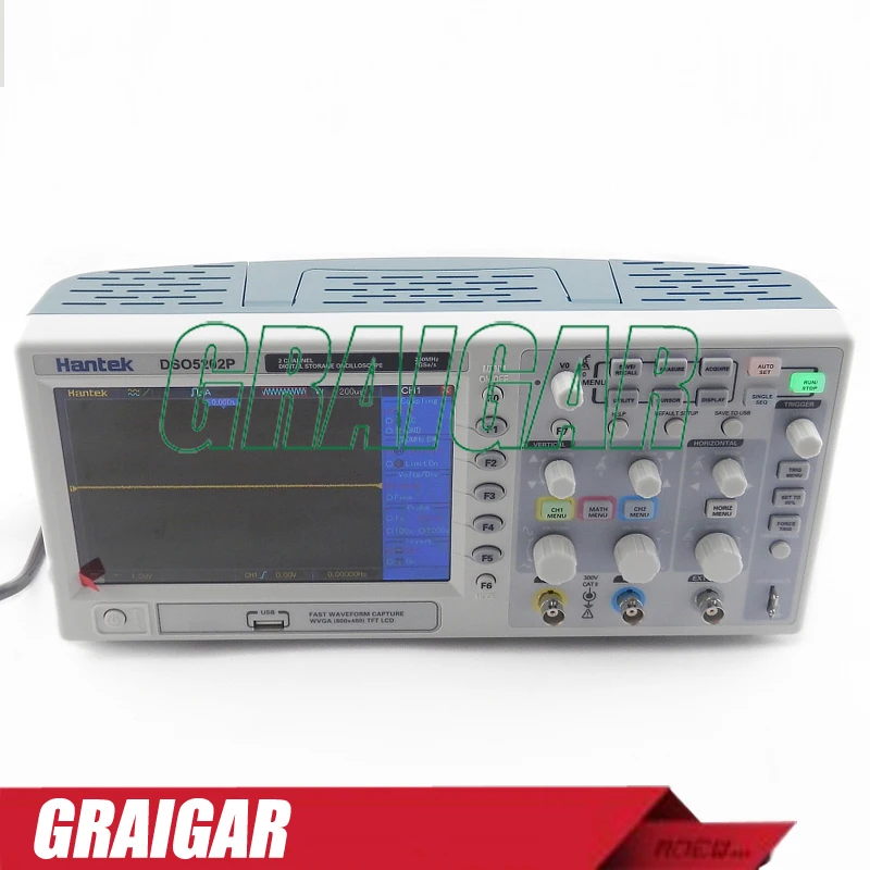 New Hantek DSO5202P Digital storage oscilloscope 200MHz 2Channels 1GSa/s 7' TFT LCD Record Length 24K USB AC110-220V | Инструменты