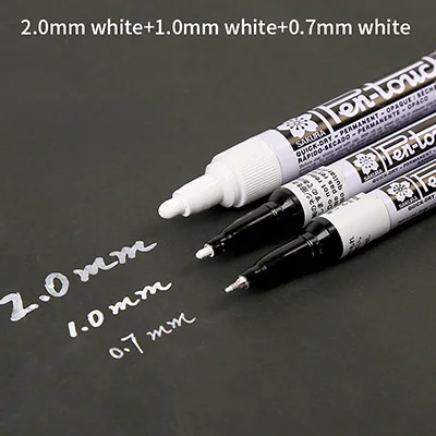 3pcs mix size white SAKURA маркеры Маркеры Ручка для письма маркировка пластик/стекло/сталь/дерево/Одежда Дизайн Марка ручка для DIY чертежи товары для рукоделия - Цвет: 3pcs mix size white
