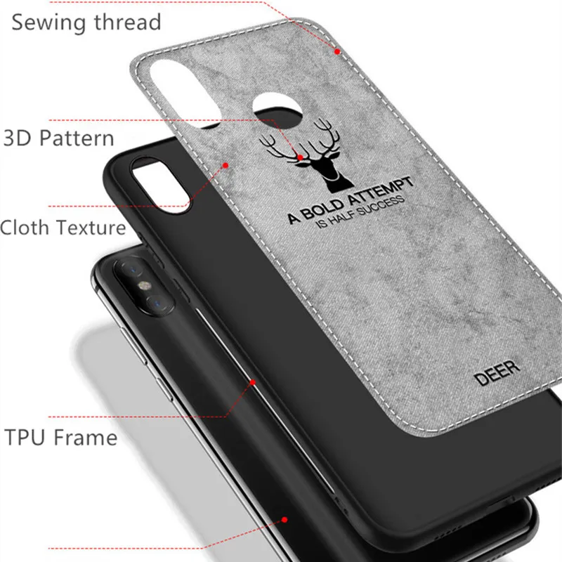 Luxury Retro Deer Cloth Texture Phone Case For Xiaomi Redmi Note 5 Pro Slim Soft TPU Leather Cover Mi 8 Mi8 |