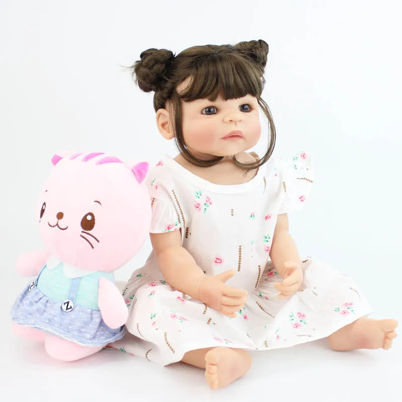 55 см полностью силиконовая виниловая Кукла Reborn Baby Doll игрушка Реалистичная новорожденная принцесса Младенцы Bebe Купание игрушка прекрасный подарок на день рождения для девочек
