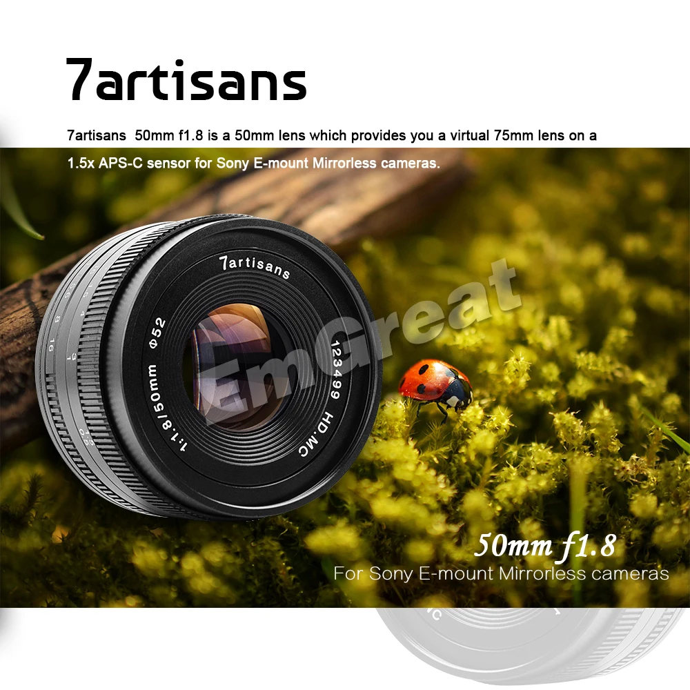 7artisans 50 мм F1.8 ручной фокусирующий объектив с фиксированным фокусным расстоянием для sony E-mount DSLR камер/адаптер объектива для камер Micro 4/3 камеры A6500 A6300 A6000 A7 X-A1 X-A2 E-PL1 E-PL2