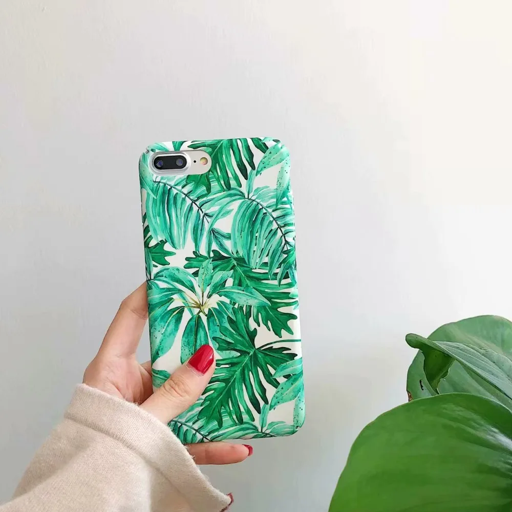 Чехол YOMILE для телефона с тропическими зелеными листьями iPhone 7 Plus летняя жесткая