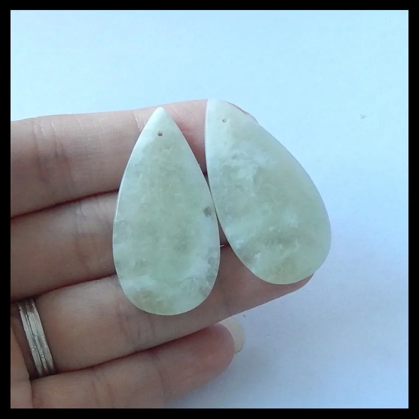 

Birthday gift,Natural Gemstone,1 pair Nephrite jade Earring Beads,Charms Women Earrings Gift Gem Customized,39x20x5mm,11.1g