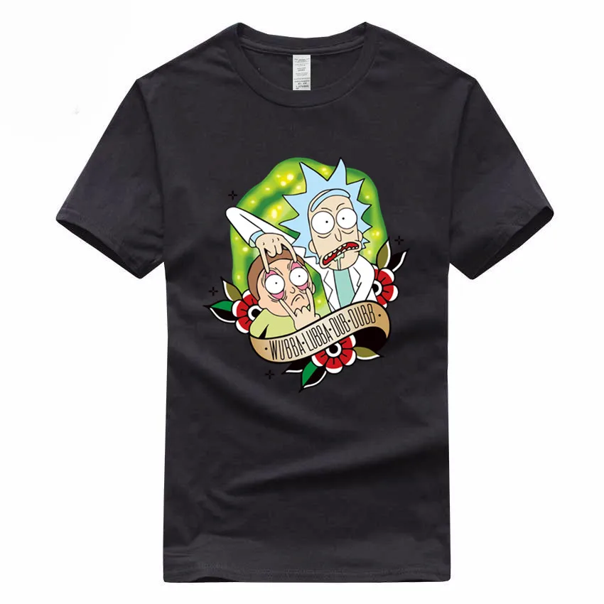 Rick and Morty аниме евро размер хлопок футболка Летняя повседневная с круглым вырезом мультфильм футболка для мужчин и женщин GMT300001