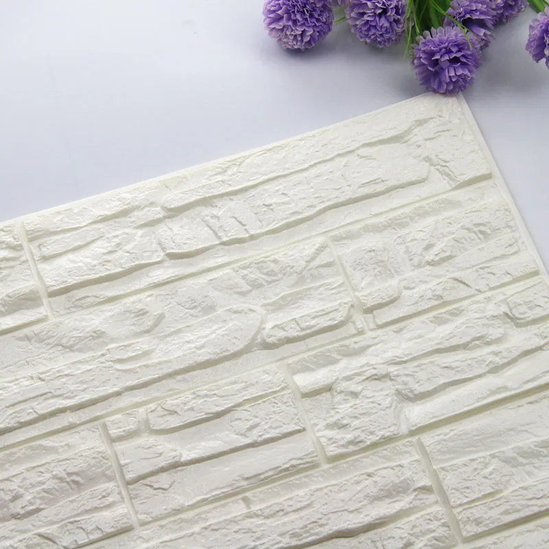 Белый DIY самоклеющиеся 3D наклейки на кирпичную стену Декор для гостиной пенопластовое водонепроницаемое покрытие для стен обои для телевизора фон для детской комнаты - Цвет: Белый