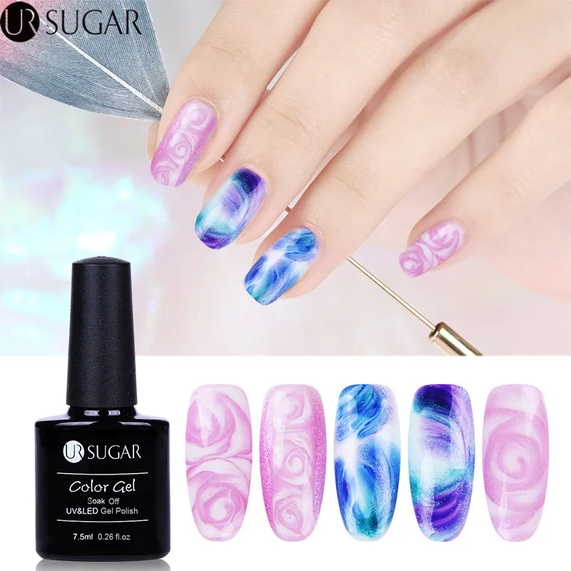 Ur Sugar, 7,5 мл, цветочный Гель-лак, белый, прозрачный, Цветочный, цветной, УФ-Гель-лак для ногтей, долговечный, не впитывается, сделай сам, для дизайна ногтей, клей