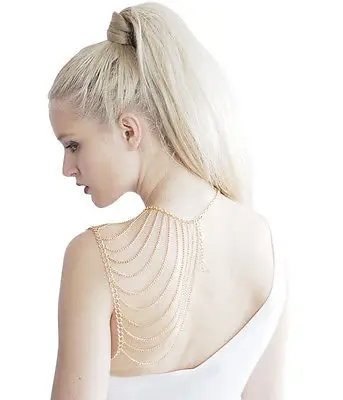 

Wedding Bridal Shoulders Metal Tassel Necklace Body Chain Belly Chain Bikini Decorate Beach Xexy Leakage shoulder adornment