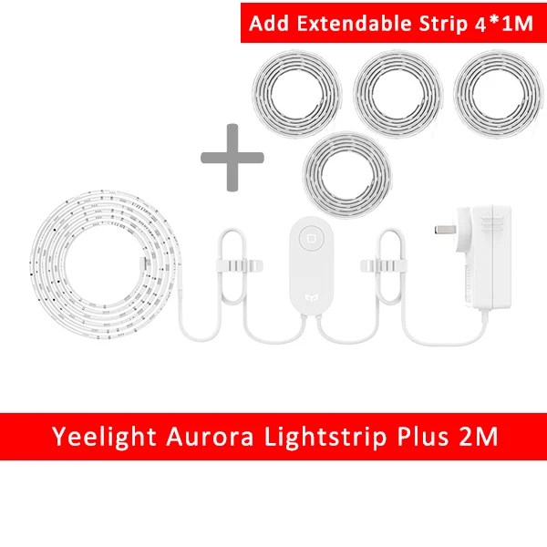 Add 4M Strips Умный светильник Xiaomi Yeelight RGB, Умный домашний телефон, приложение, Wi-Fi светильник, яркий светодиодный светильник 2 м, 16 миллионов, 60 светодиодный - Цвет: Add 4M Strips