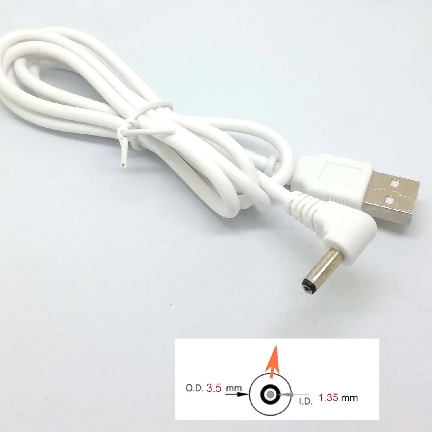 90 Угол PC USB штекер для 5 В DC 3,5 мм X 1,35 мм баррель разъем Кабель питания Шнур адаптер Белый c446