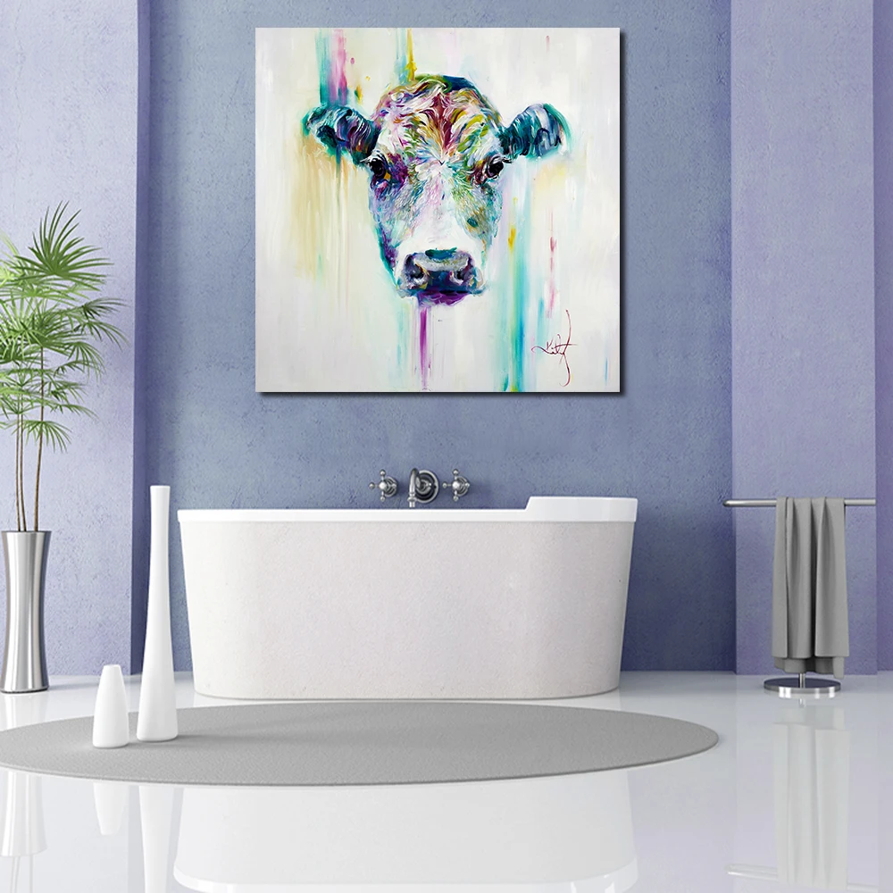 JQHYART Oil Painting Canvas Art Abstract Animal Cow Home Decor Wall Pictures For Living Room Modern No Frame Picture | Дом и сад