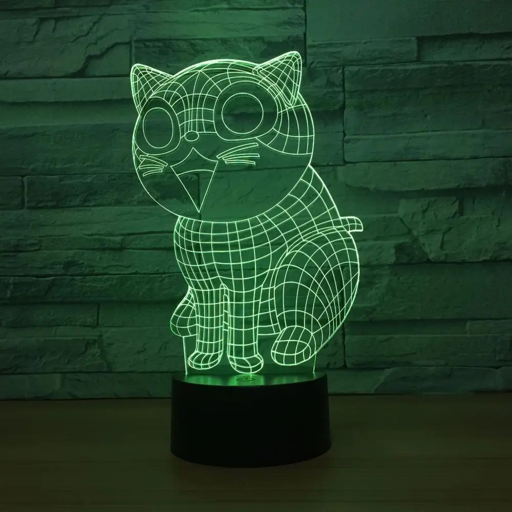 3d лампа с милым котом 7 цветов Светодиодные ночные лампы для детей сенсорный