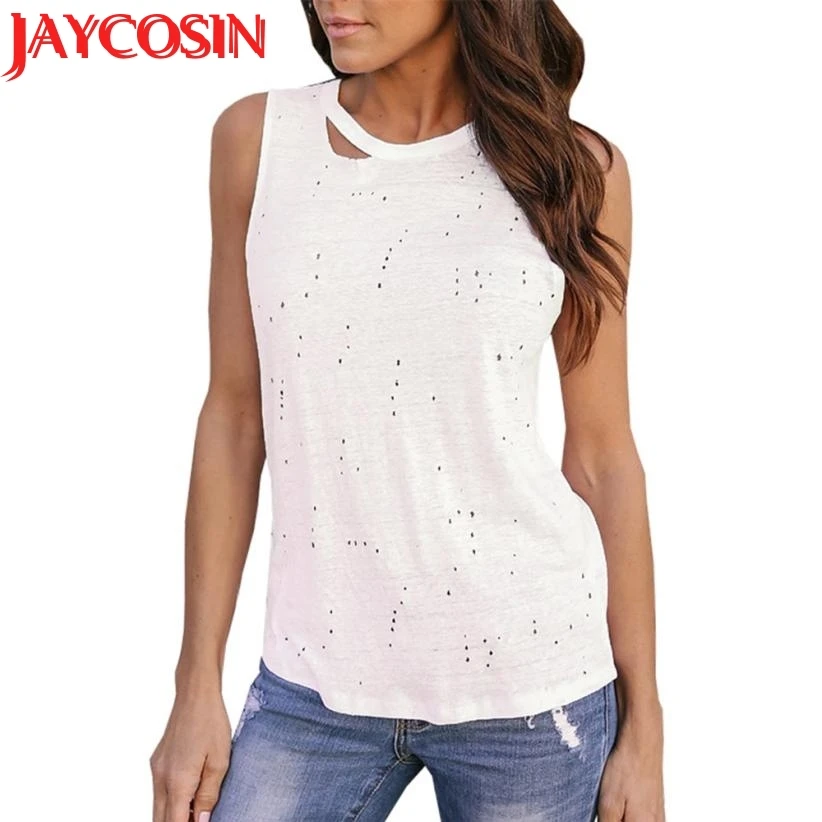 Футболка 2018 Лето Для женщин топ без рукавов отверстие сексуальные Майка пляжные