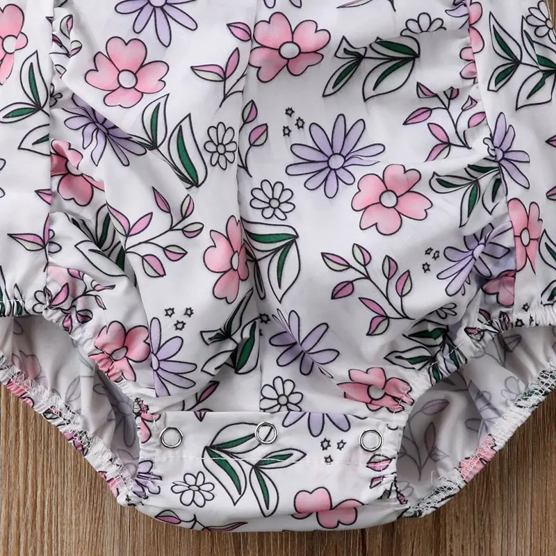 Боди с цветочным принтом и бантом для маленьких девочек от 0 до 24 месяцев боди