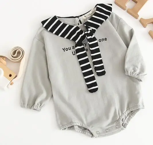 gray Romper Новые Детские боди с оборками и кисточками, одежда для маленьких девочек, белые хлопковые джемперы для маленьких девочек, летняя одежда для малышей, боди для новорожденных - Цвет: gray Romper
