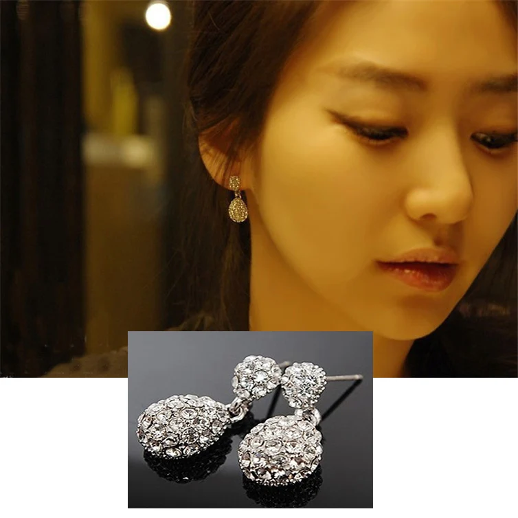 1 пара Новая Мода 2014 Серьги Стержня Симпатичные Леди Кристалл Rhinestone Мотаться