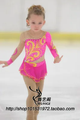 girl ice skating dress pink figure skating dress free shipping custom skating dresses for competition high elastic