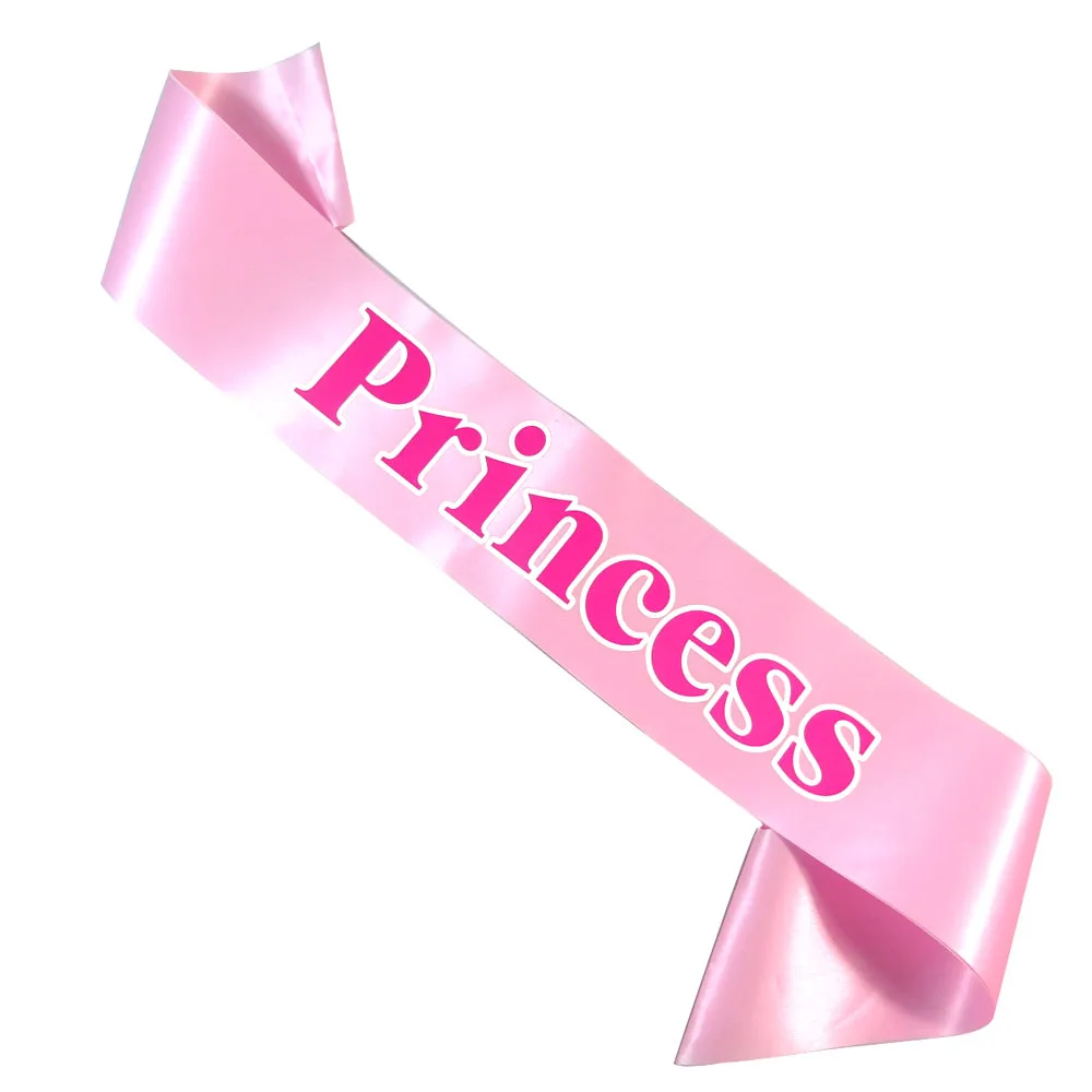 Розовая лента для дня рождения женская черная с поясом принцессы вечерние