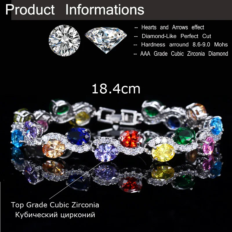 Женский браслет с фианитом CWWZircons широкий на свадьбу и вечеринку CB114|cubic zirconia