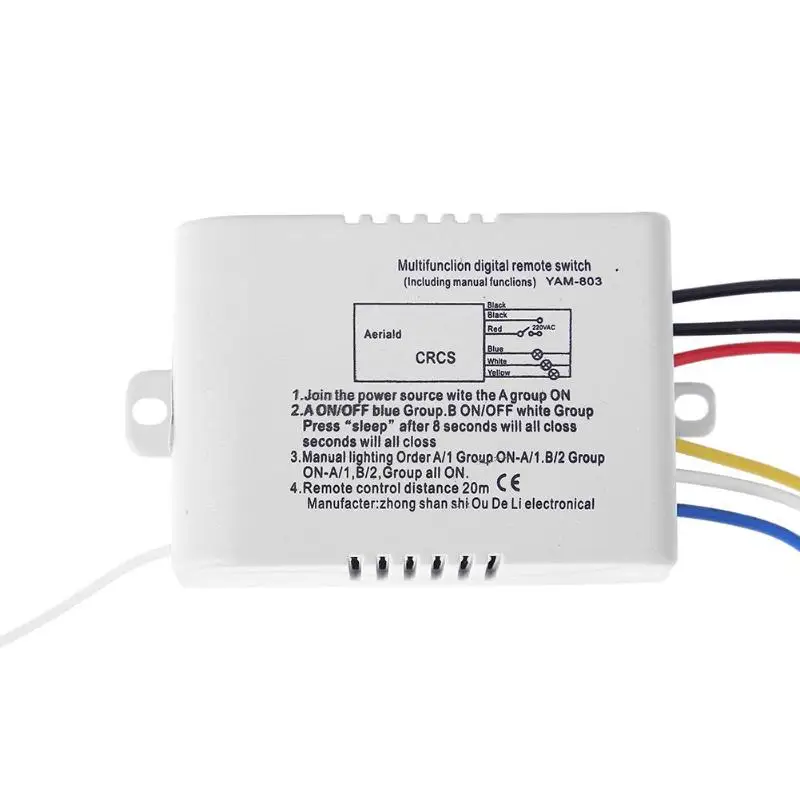 220V 3 Channel Wireless Digital Remote Control Switch for Lamp Light