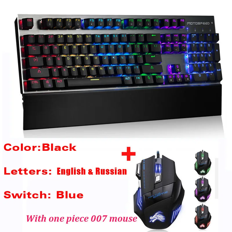 Оригинальная механическая клавиатура CK108, 104 клавиш, RGB переключатель, игровая Проводная klavye, светодиодный, с подсветкой, teclado для геймера, компьютера, overwatch dota - Цвет: Russian ver. mouse