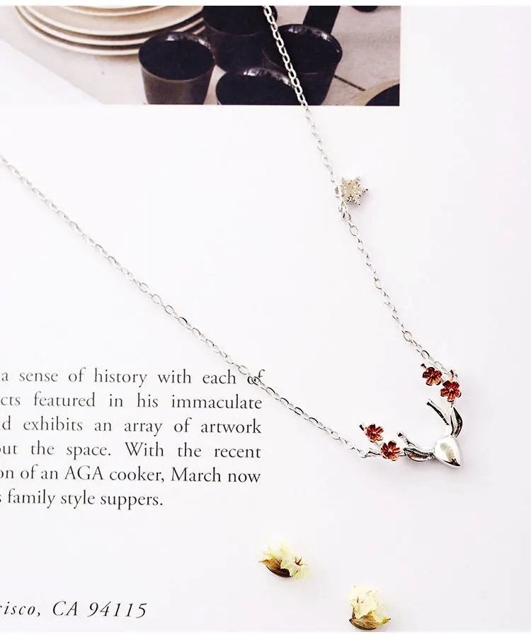 Ожерелье чокер из серебра 2017 пробы с кулоном в виде лося|jewelry chain|jewelry loopjewelry embossing |