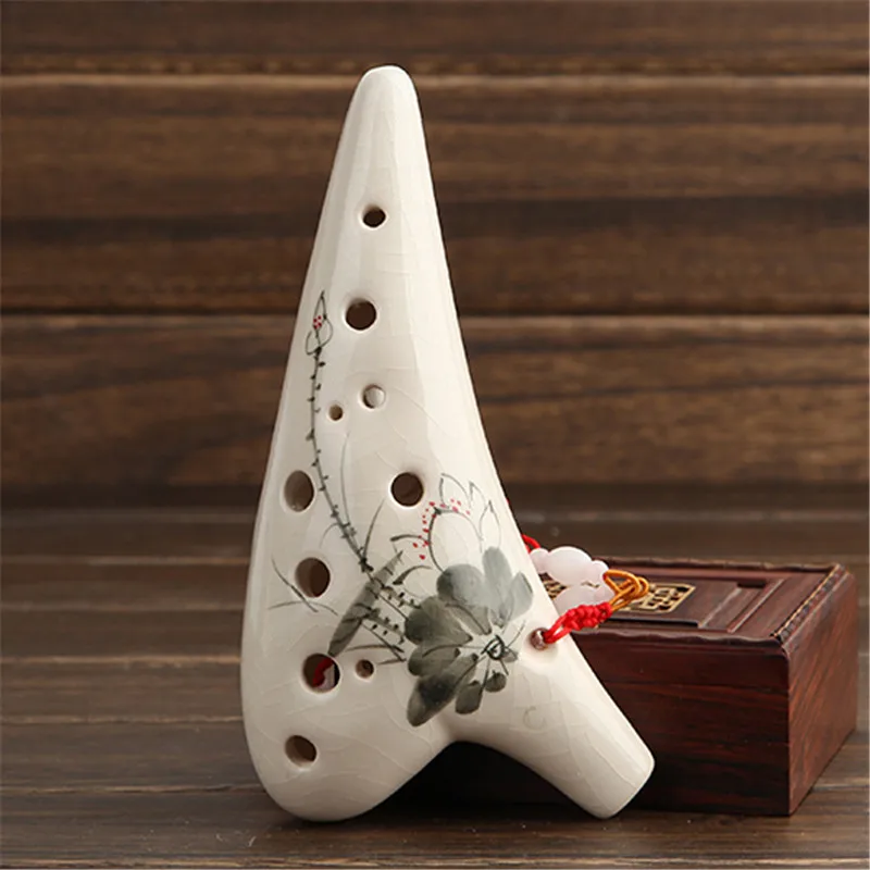 12 отверстий Alto C Key Ocarina Flute AC ручная работа с трещинами цветной рисунок народный