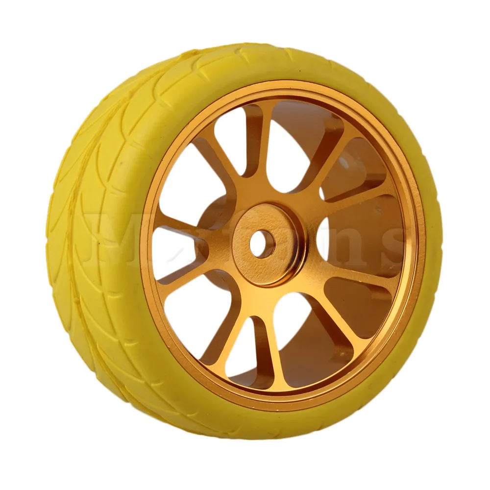 Mxfans 4xRC1:10 резиновая шина с желтым узором в виде стрелы для дорожных автомобилей +