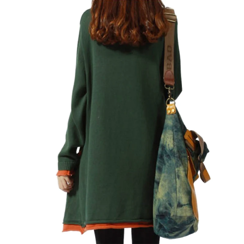 Long Sleeved Turtleneck Oversize Sweater Dress Autumn/Fall Maternity Stylish Knitwear Jumper Plus Size | Женская одежда