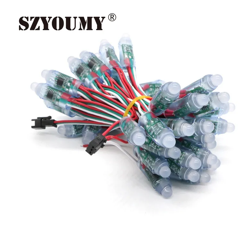 SZYOUMY 1000 шт. узел 12 мм Цифровой RGB WS2811 IC пикселей модульная гирлянда 12В Водонепроницаемый 2811 индивидуально адресуемых светодиодные строки света