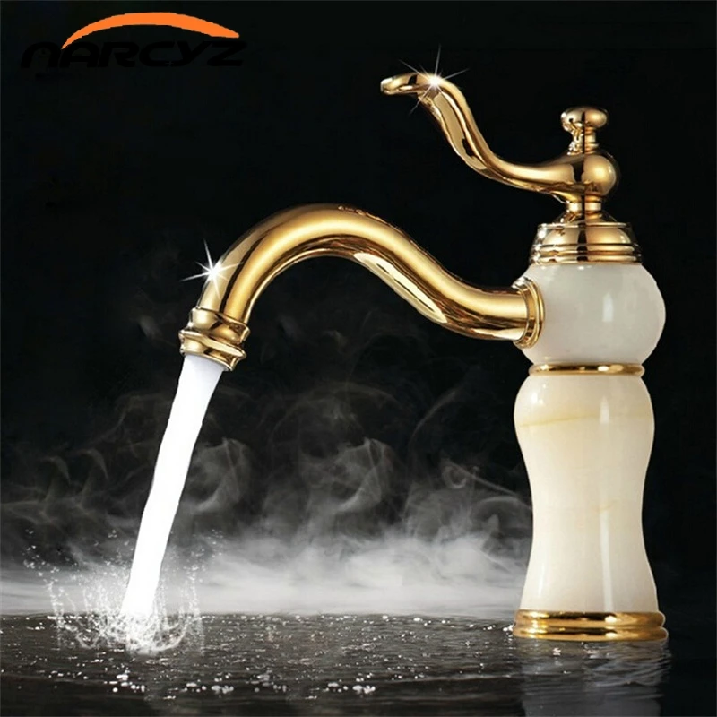 Мраморный кран для горячей и холодной раковины нефритовые краны медный золотой
