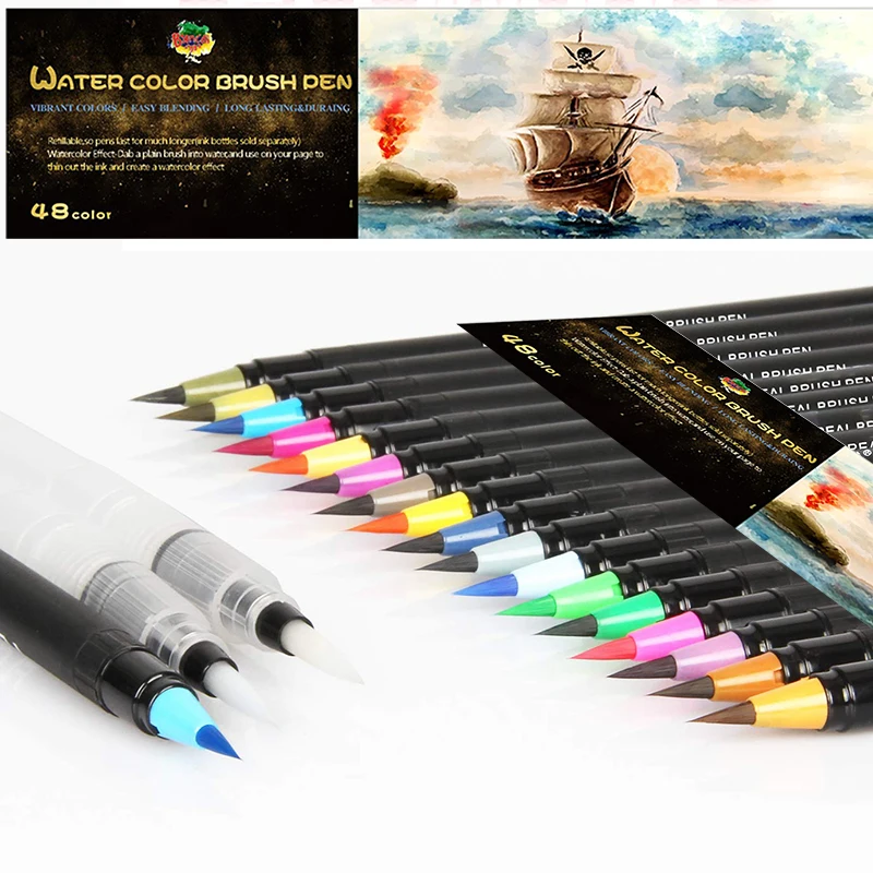 48 акварельные кисти ручки школьные принадлежности канцелярские художественный