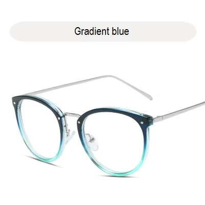 Gradient blue Ретро прозрачные очки в оправе для женщин Близорукость Оптические очки трендовые металлические очки Oculos De Grau прозрачные очки черная оправа - Цвет оправы: Gradient blue