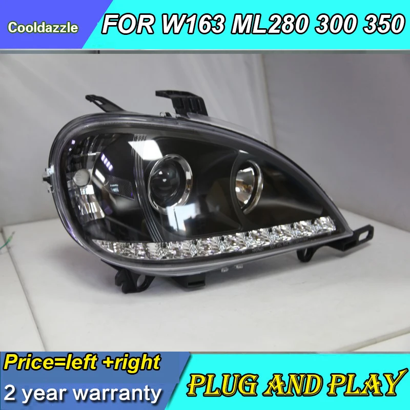 Для Mercedes-Benz W163 ML280 ML300 ML320 ML350 светодиодный фары передние огни 1998 1999 2000 2001 2002 2003 2004 сзади