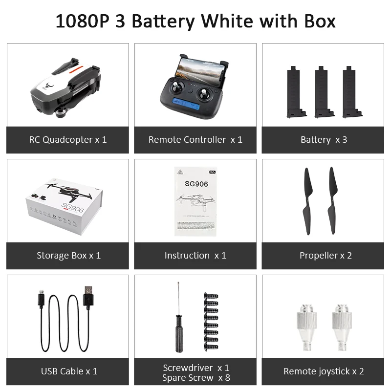 1080P White 3Battery SG906 gps 5G wifi FPV с селфи складной 4K 1080P Ультра HD камера RC Дрон Квадрокоптер RTF складной Дрон VS XS809S XS816 SG106 - Цвет: 1080P White 3Battery