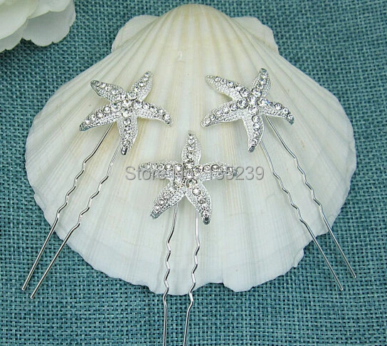 

Set Of 3 Rhinestone Starfish Bridal Hair Pins Beach Wedding Starfish Hair Pins Starfish Bridesmaid Hair Pin Bridesmaid Gift