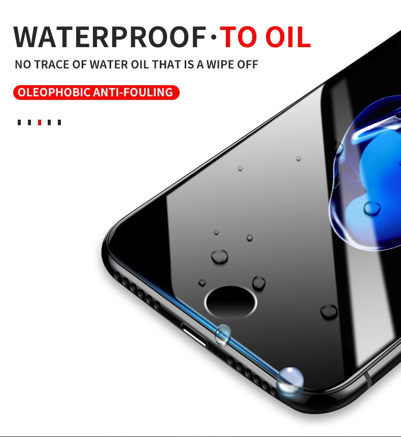 9D полное покрытие изогнутое закаленное стекло для iPhone 6 6s 7 8 Plus x защитная пленка