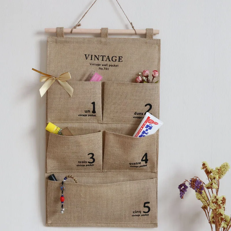 Новые льняные подвесные сумки для хранения настенный карман подвесной держатель