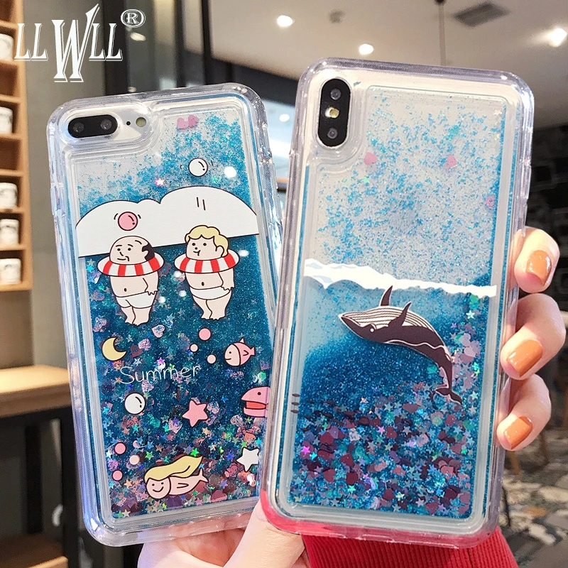 Dolphin Glitter Sand Liquid Case For Samsung J5 2017 J7 J3 J1 2016 J2 Prime Silicone Cover Galaxy |
