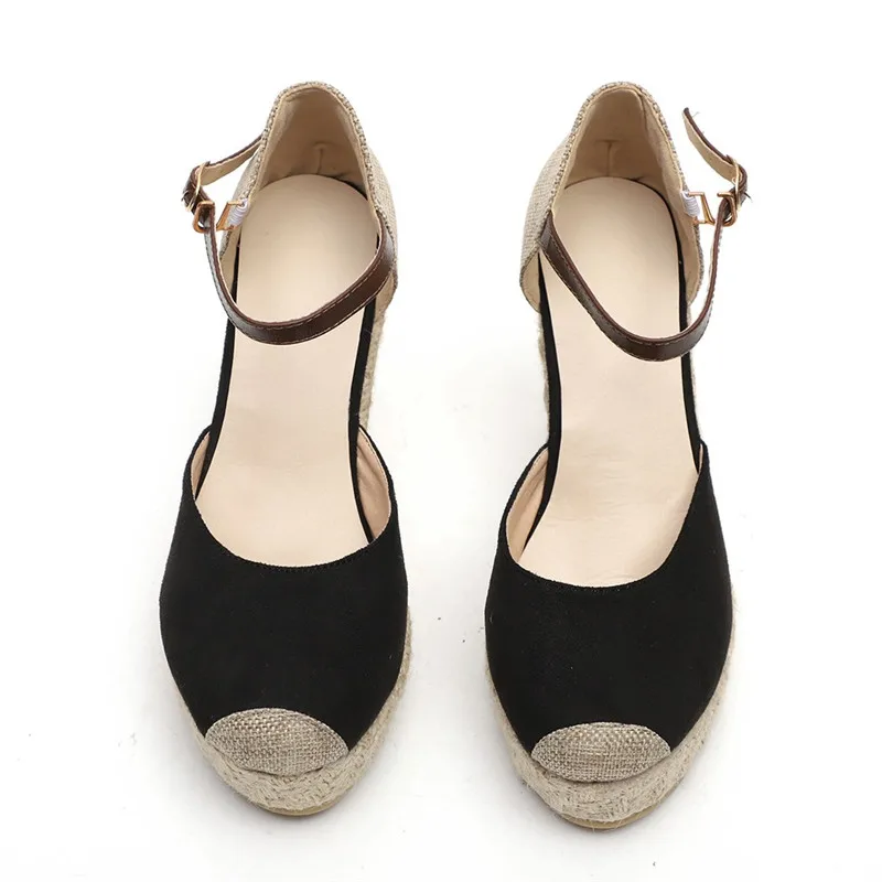 Женская обувь Замшевые босоножки на высокой танкетке Повседневная с круглым