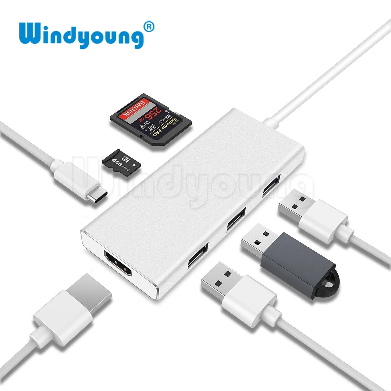 USB концентратор на HDMI 4K адаптер для Macbook Pro C 3 0 порты SD/TF устройство чтения карт